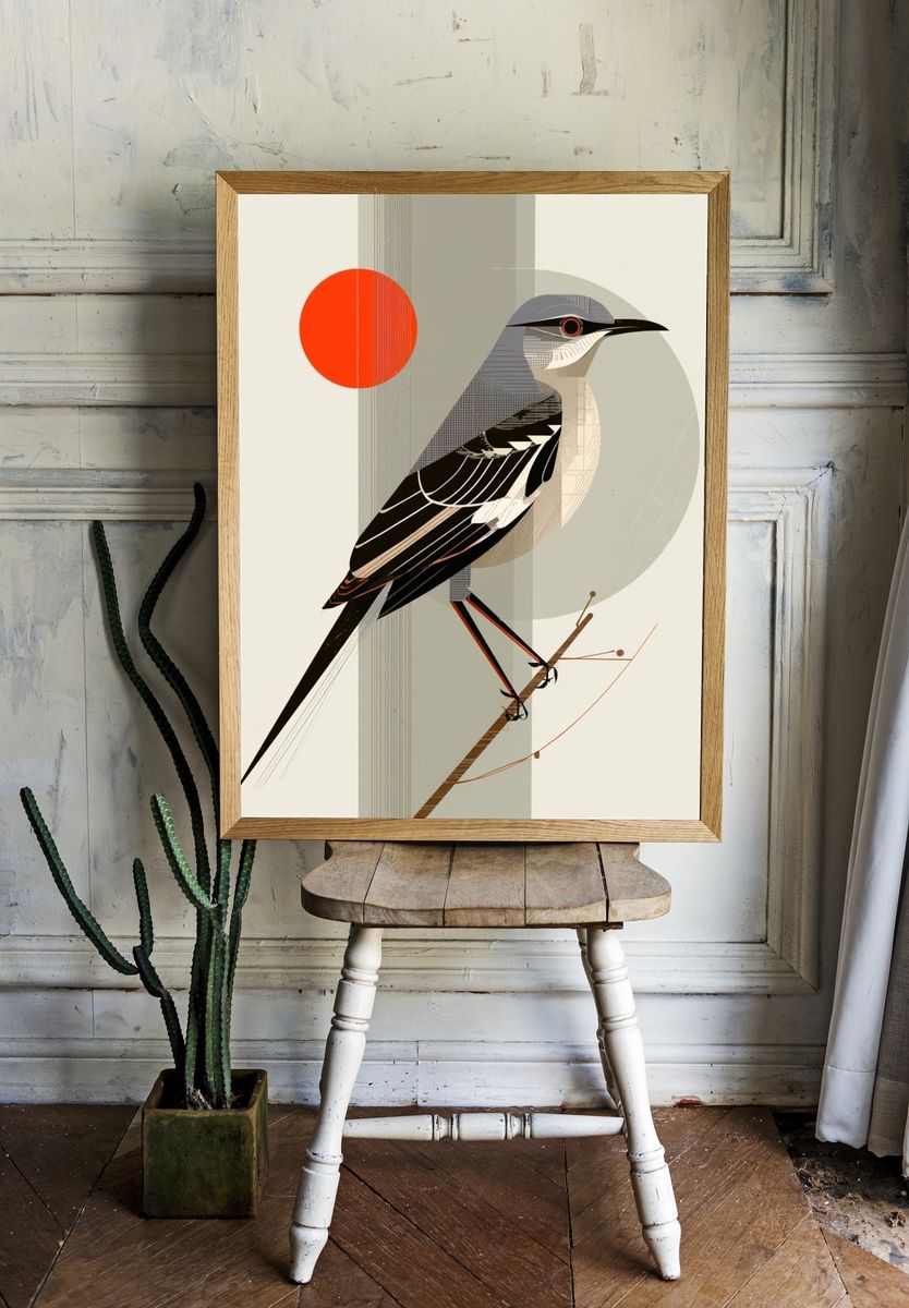 Geometric Bird Illustration Poster. — room view 1