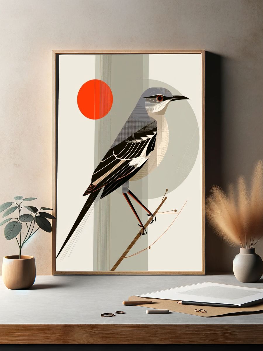 Geometric Bird Illustration Poster. — room view 2