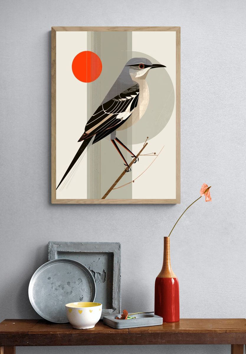 Geometric Bird Illustration Poster. — room view 3