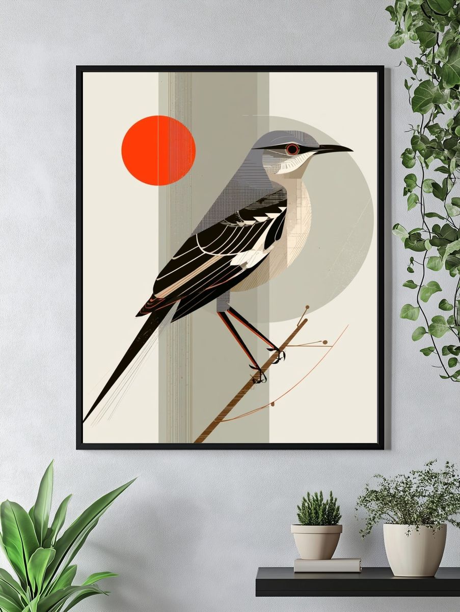 Geometric Bird Illustration Poster. — room view 4