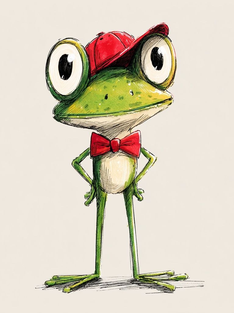 Frog with Red Cap Illustration Poster. poster detail