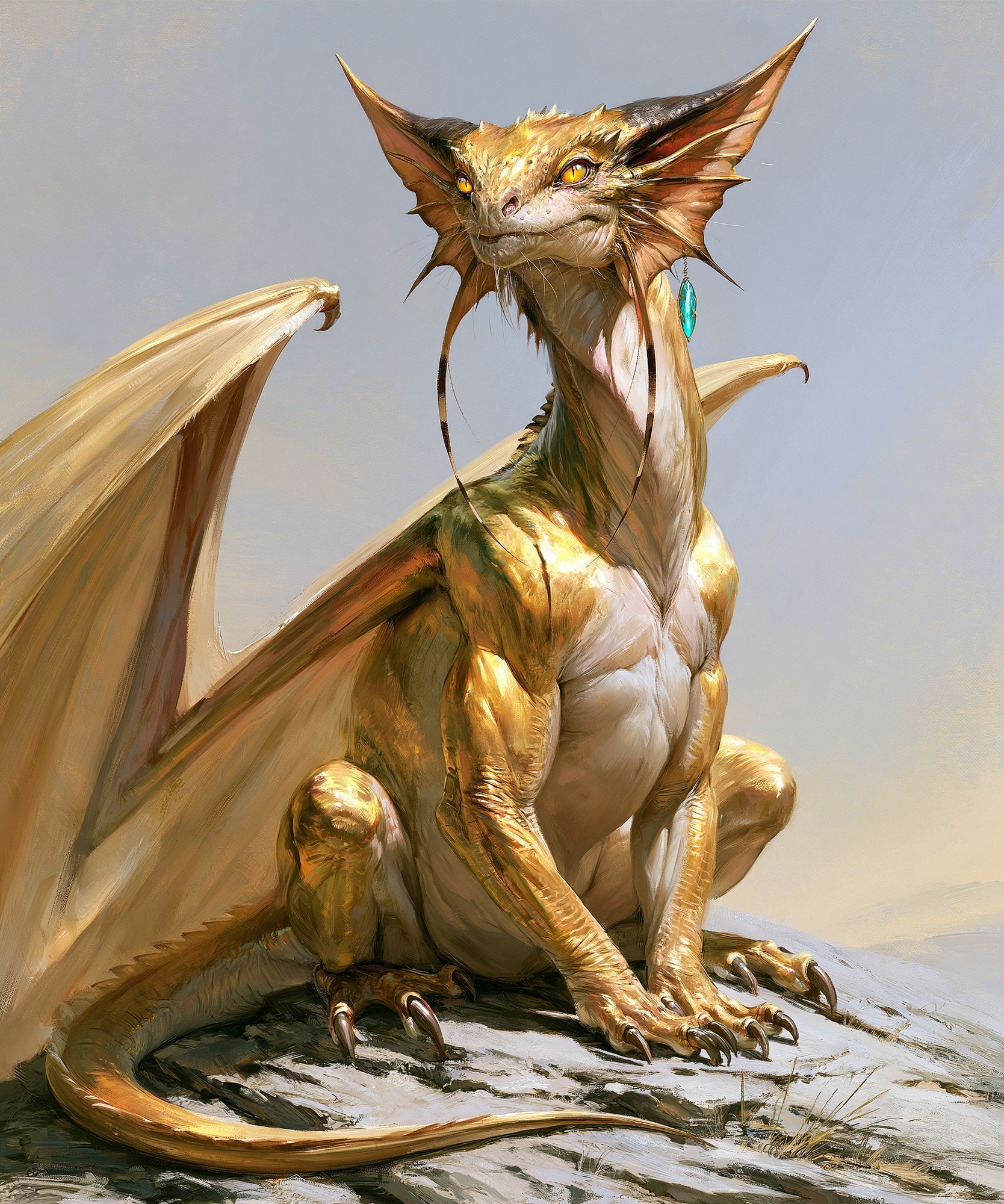 Golden Dragon Fantasy Print. poster detail