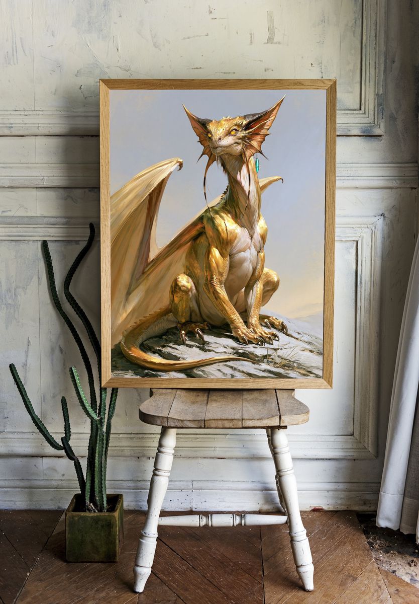 Golden Dragon Fantasy Print. — room view 1