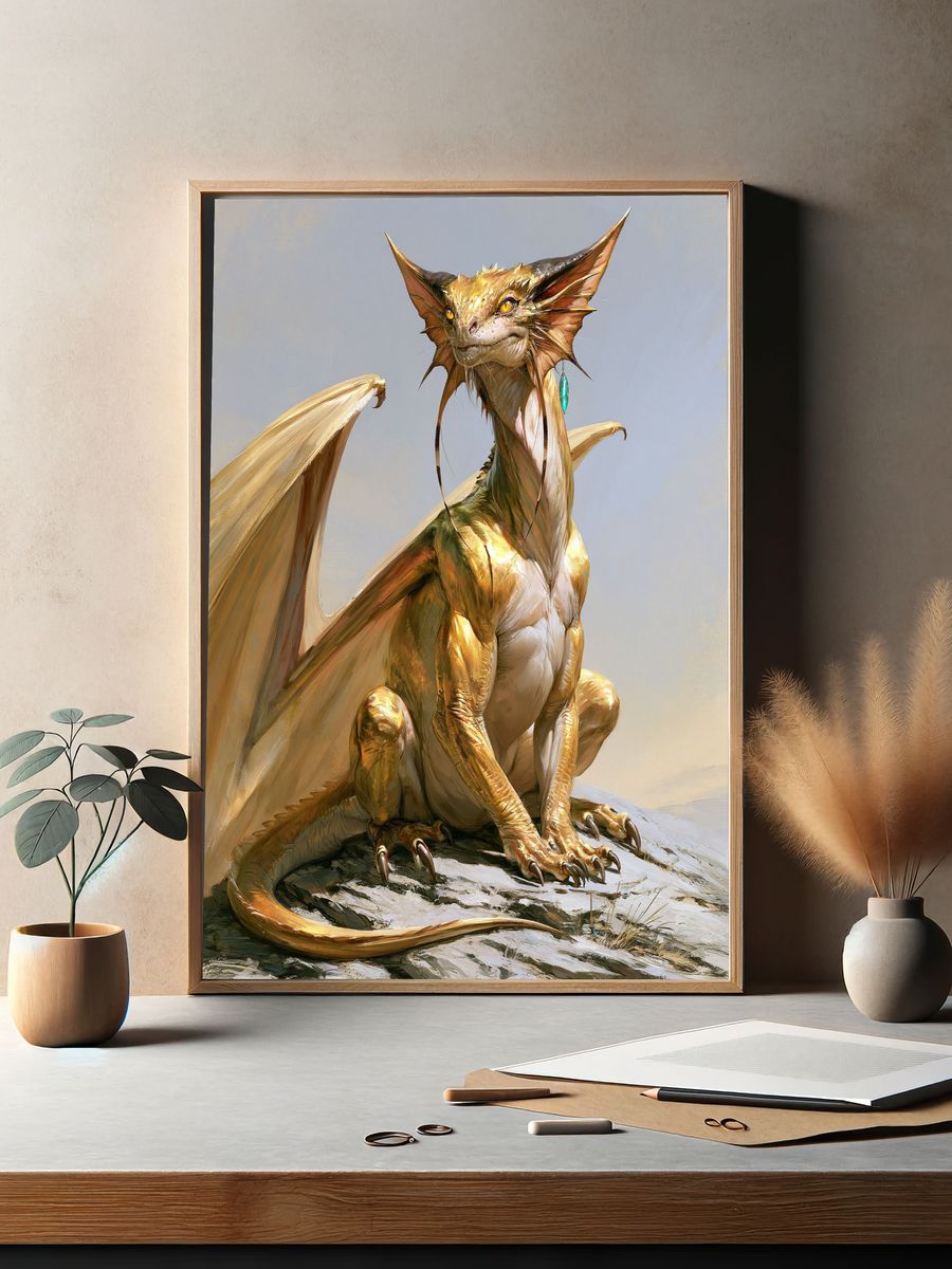 Golden Dragon Fantasy Print. — room view 2