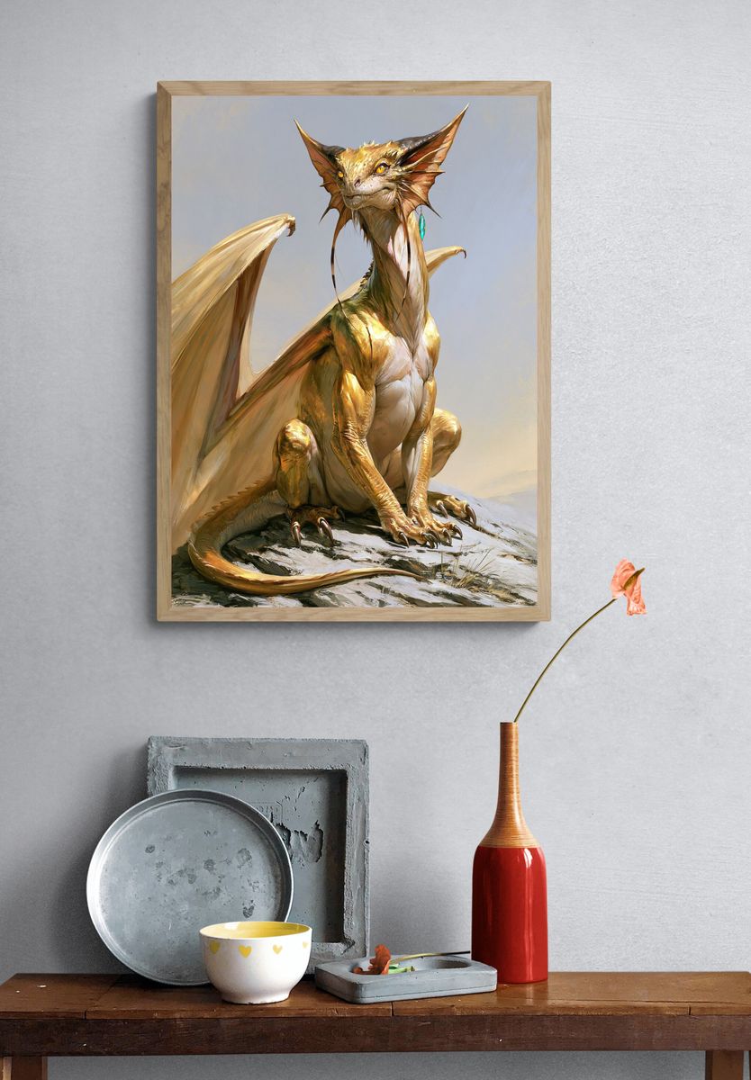 Golden Dragon Fantasy Print. — room view 3