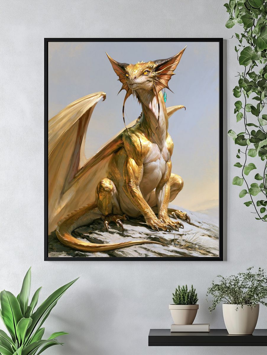 Golden Dragon Fantasy Print. — room view 4