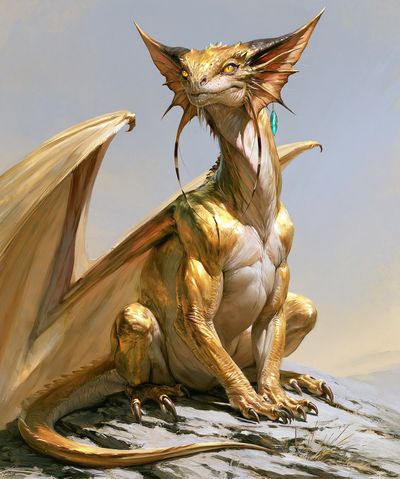 Golden Dragon Fantasy Print. poster
