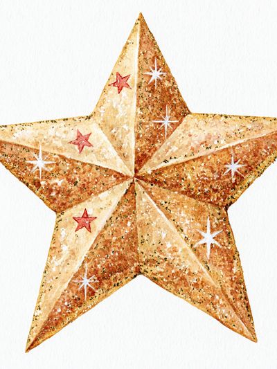Glittering Star Watercolor Print. poster