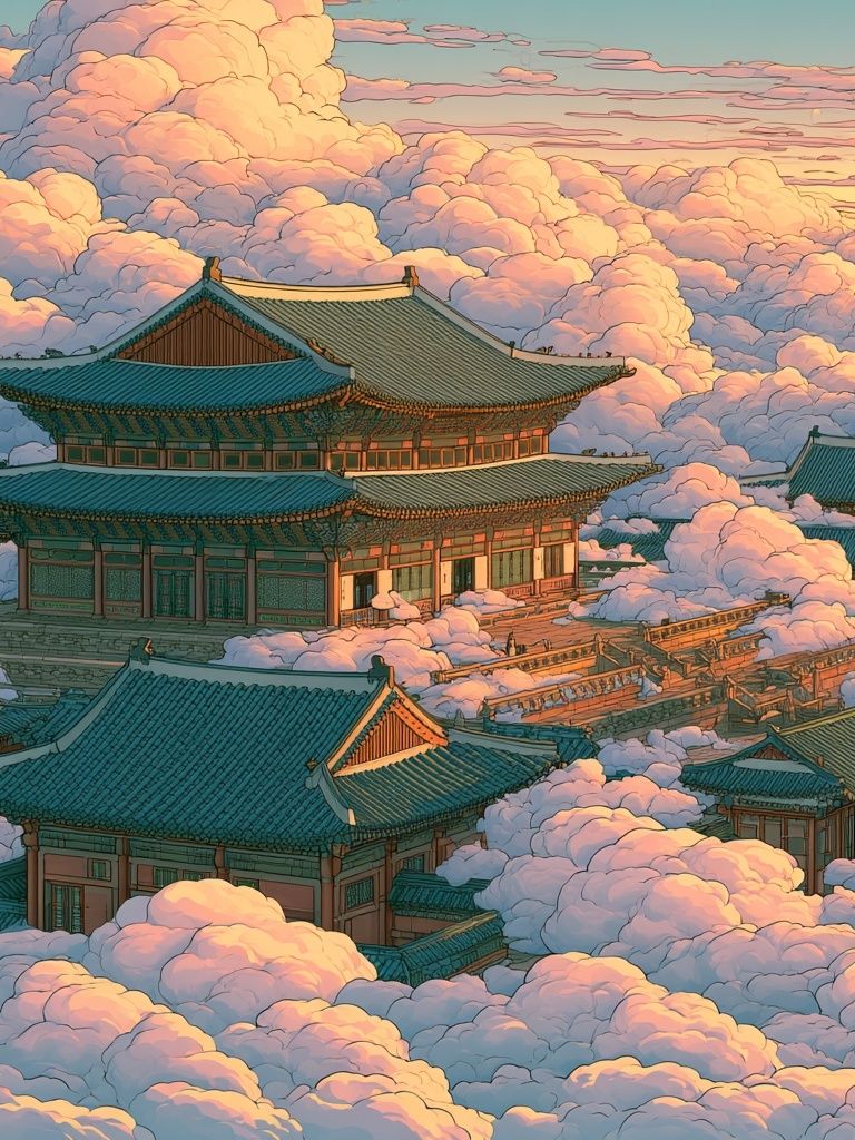 Cloud Palace Temple Illustration Poster. poster — illustration art
