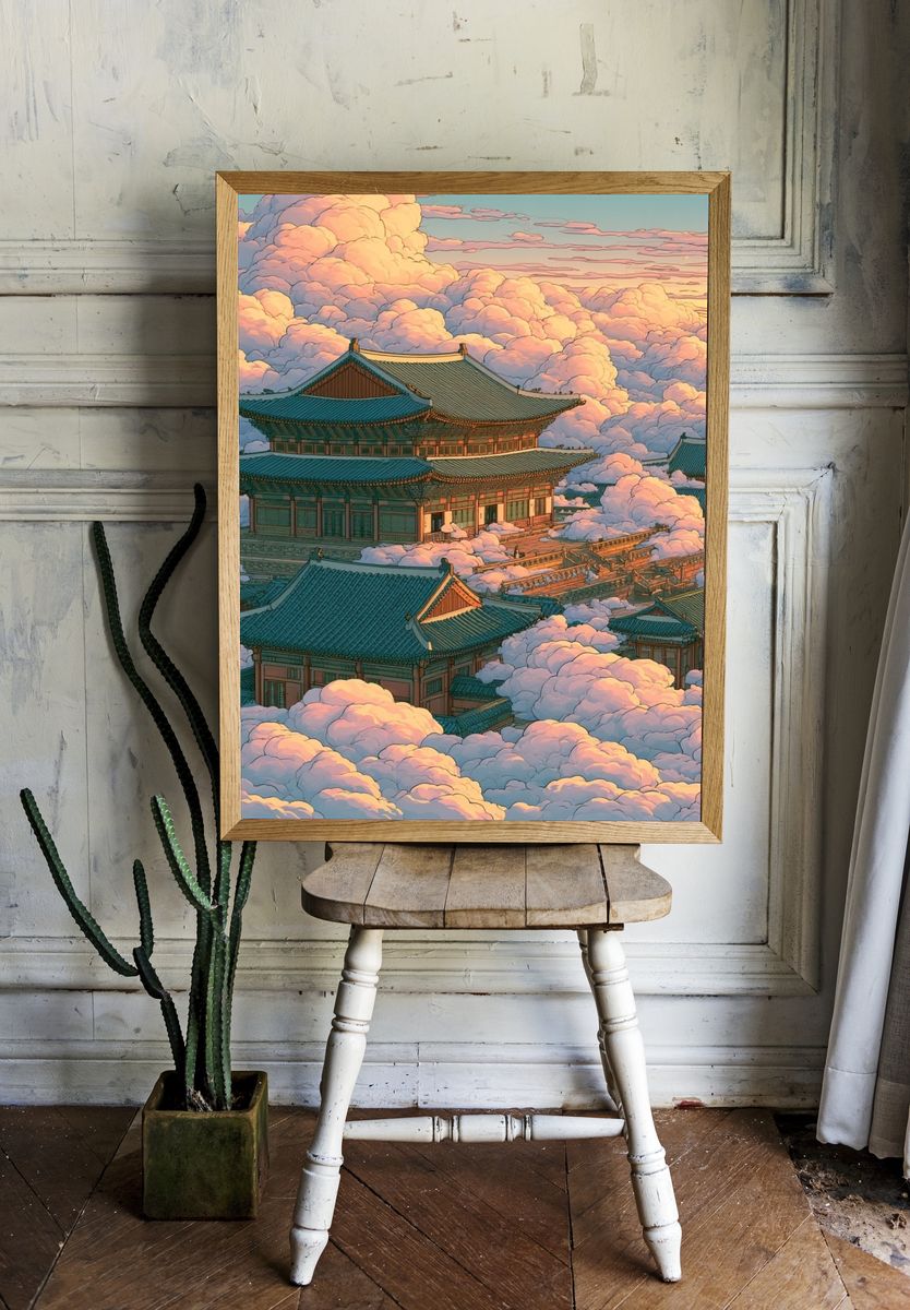 Cloud Palace Temple Illustration Poster. room preview