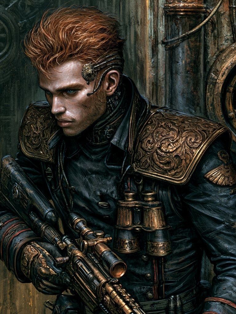 Steampunk Soldier Portrait Print. poster detail