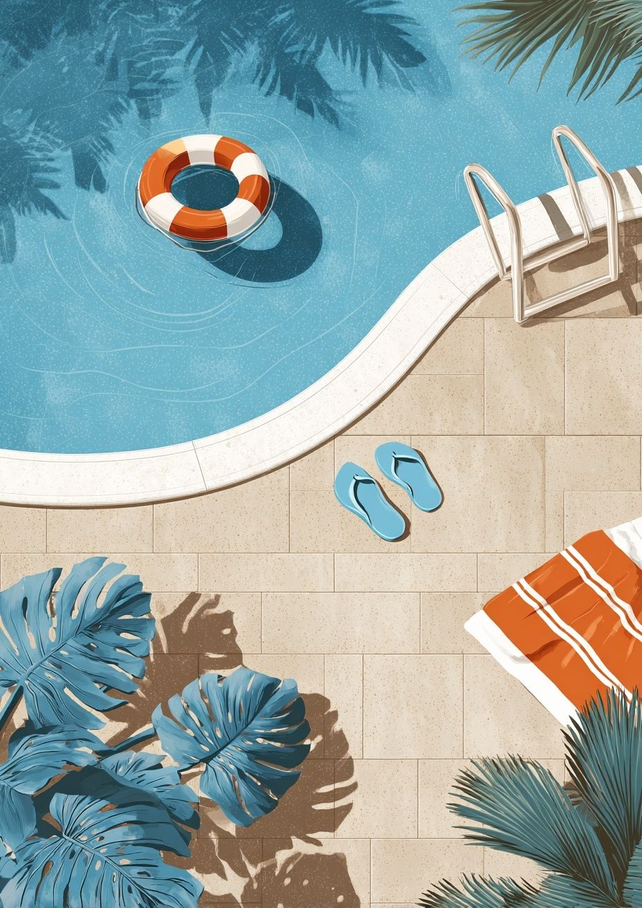 Poolside Summer Illustration Poster. poster detail