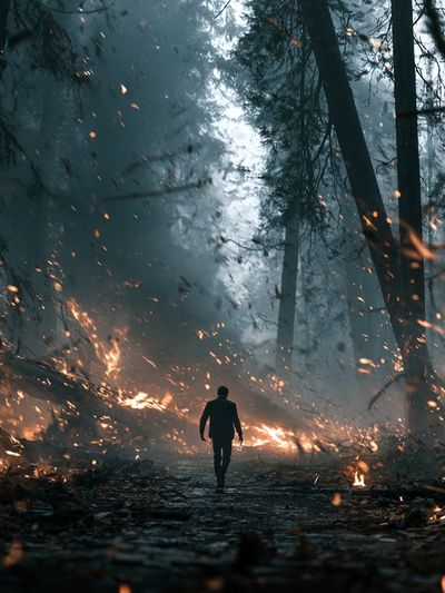 Burning Forest Silhouette Poster. poster