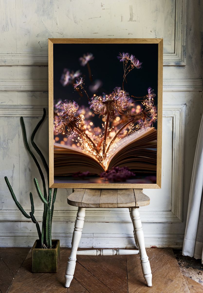 Enchanted Book Bloom Illustration Poster. room preview