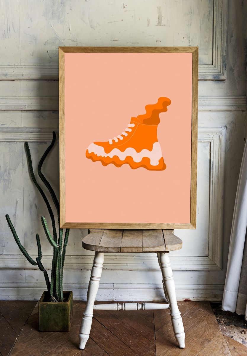 Orange Sneaker Illustration Poster. room preview