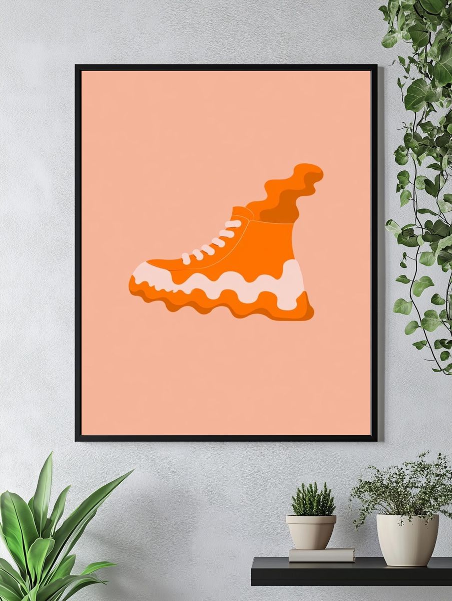 Orange Sneaker Illustration Poster. — room view 4