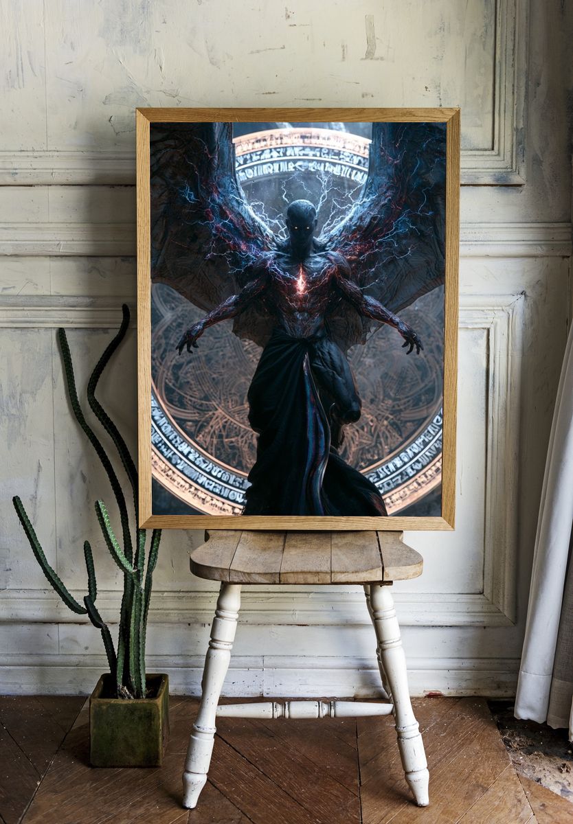 Dark Winged Demon Fantasy Poster. room preview