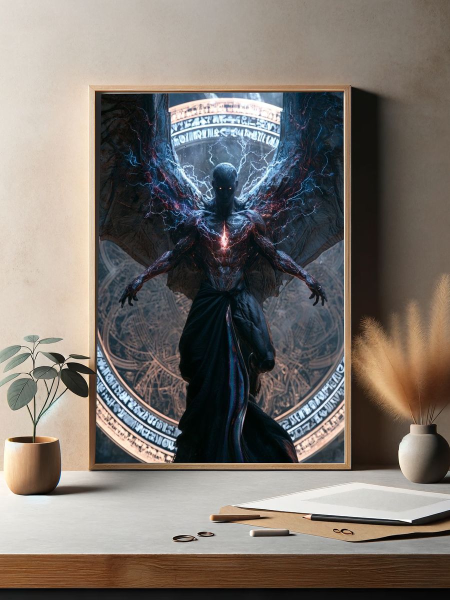 Dark Winged Demon Fantasy Poster. — room view 2