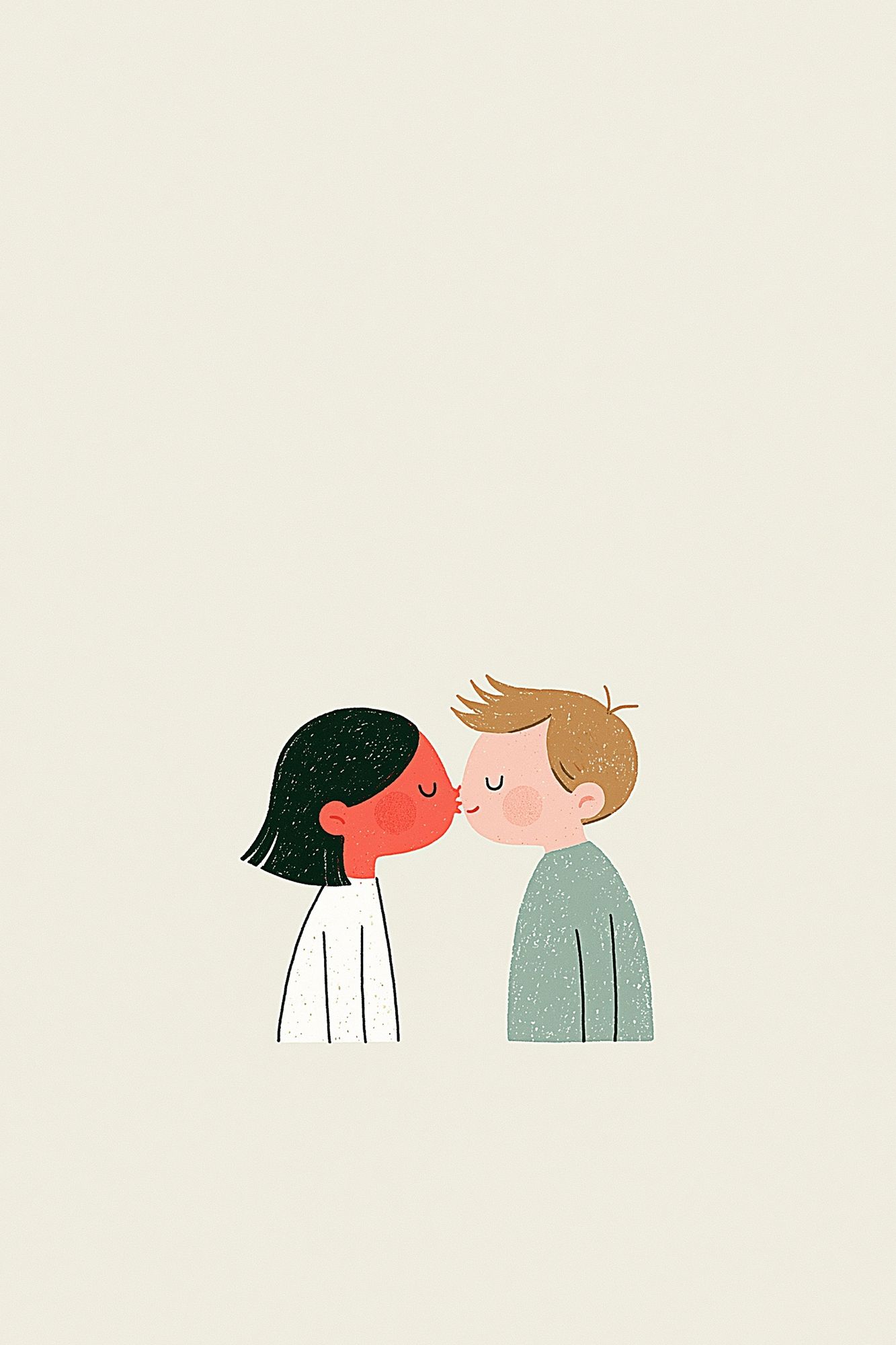 Kissing Couple Nursery Print. poster — illustration art
