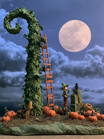 Moonlit Pumpkin Harvest Illustration Poster. poster