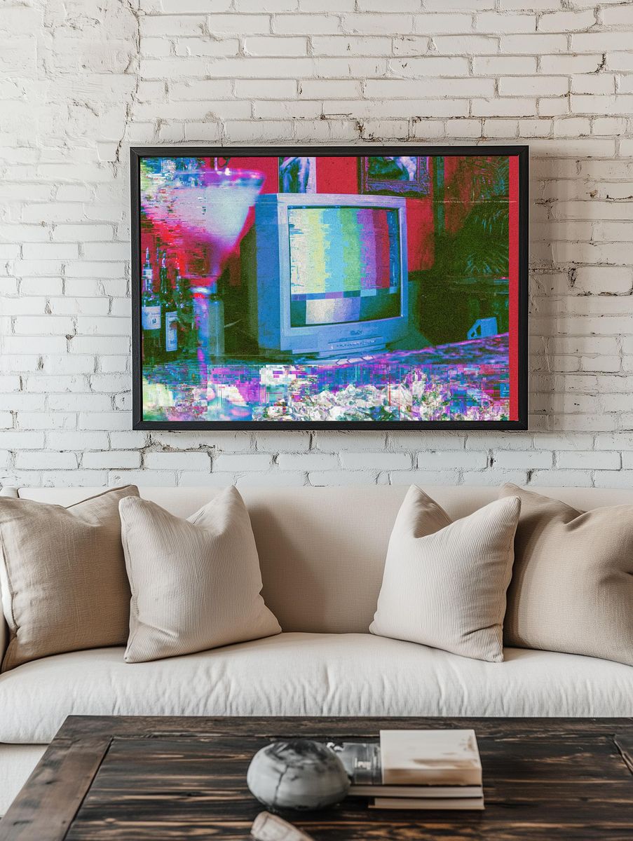 Glitch TV Static Illustration Print. room preview