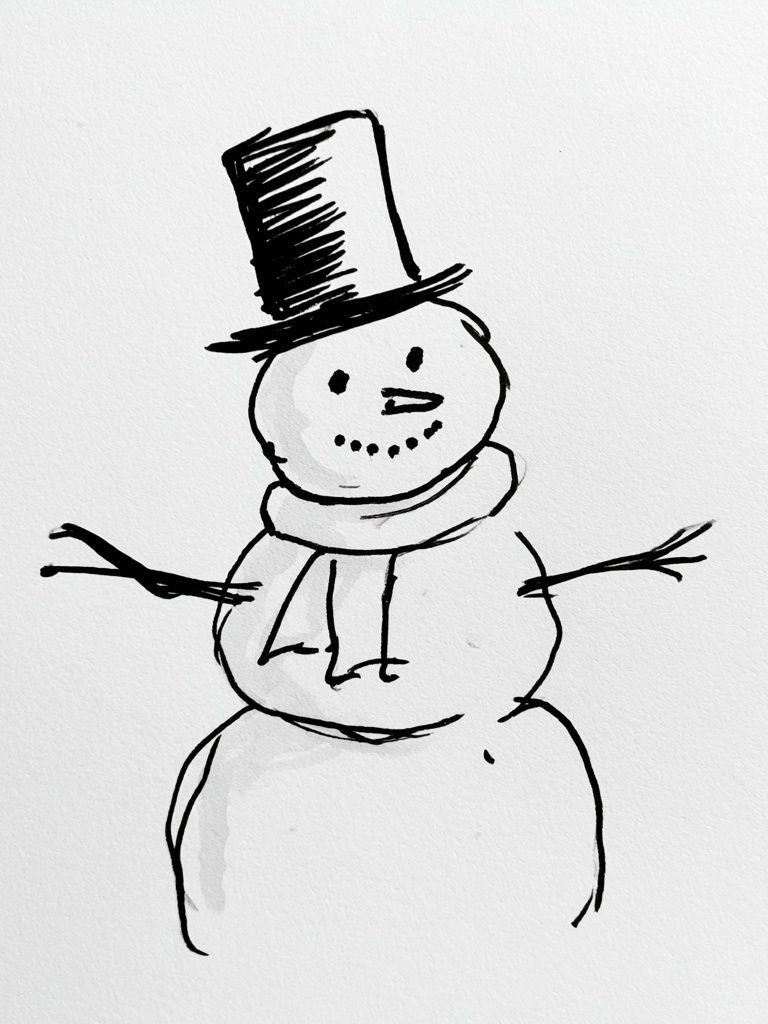Snowman Line-Art Poster. poster — illustration art