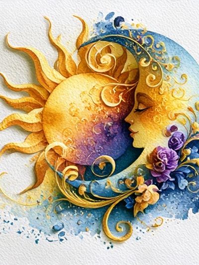 Sun and Moon Harmony Illustration Poster.