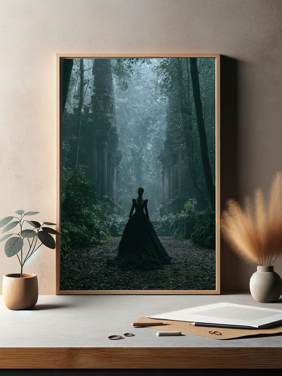 Misty Forest Silhouette Poster. — room view 2
