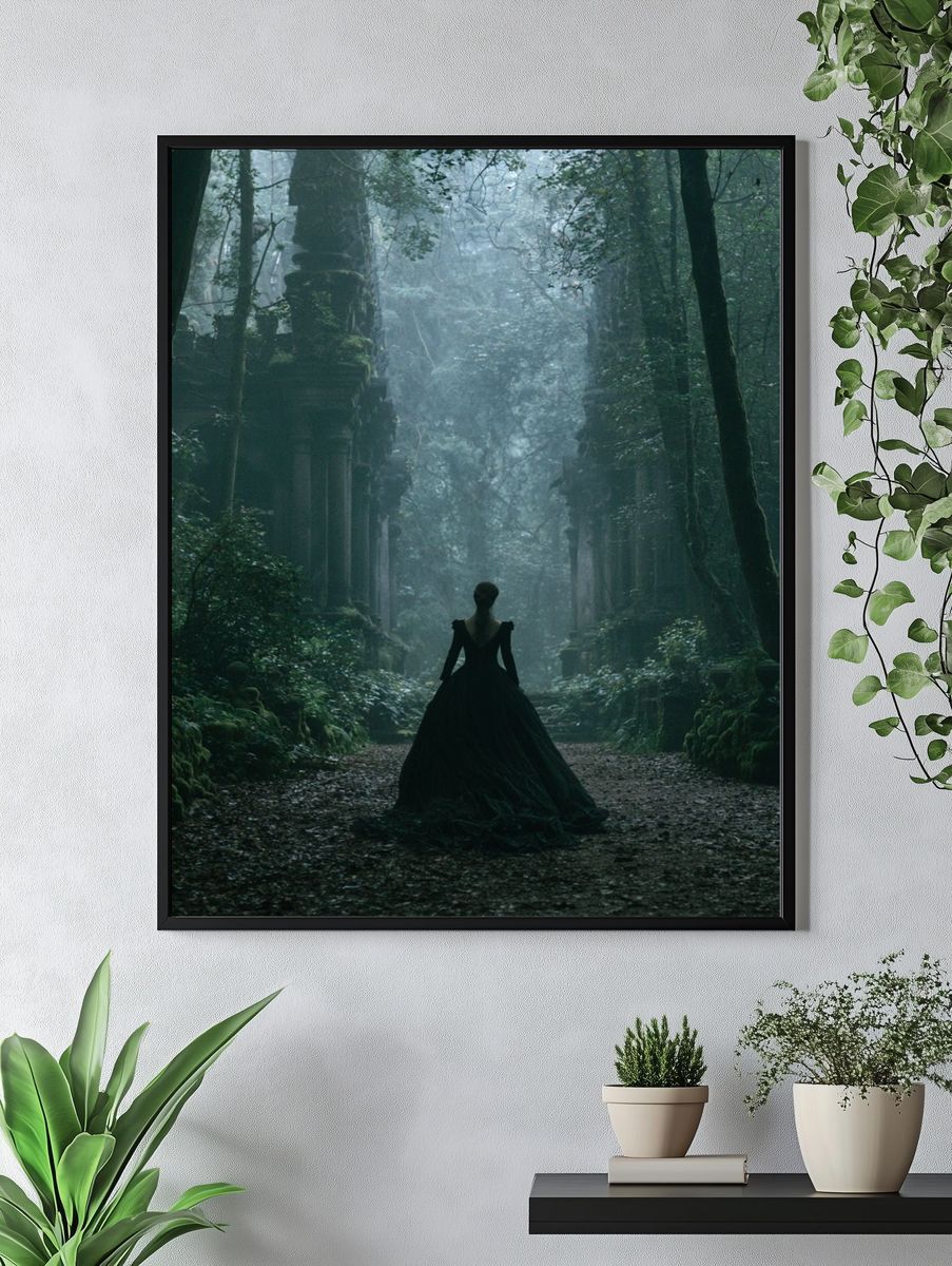 Misty Forest Silhouette Poster. — room view 4