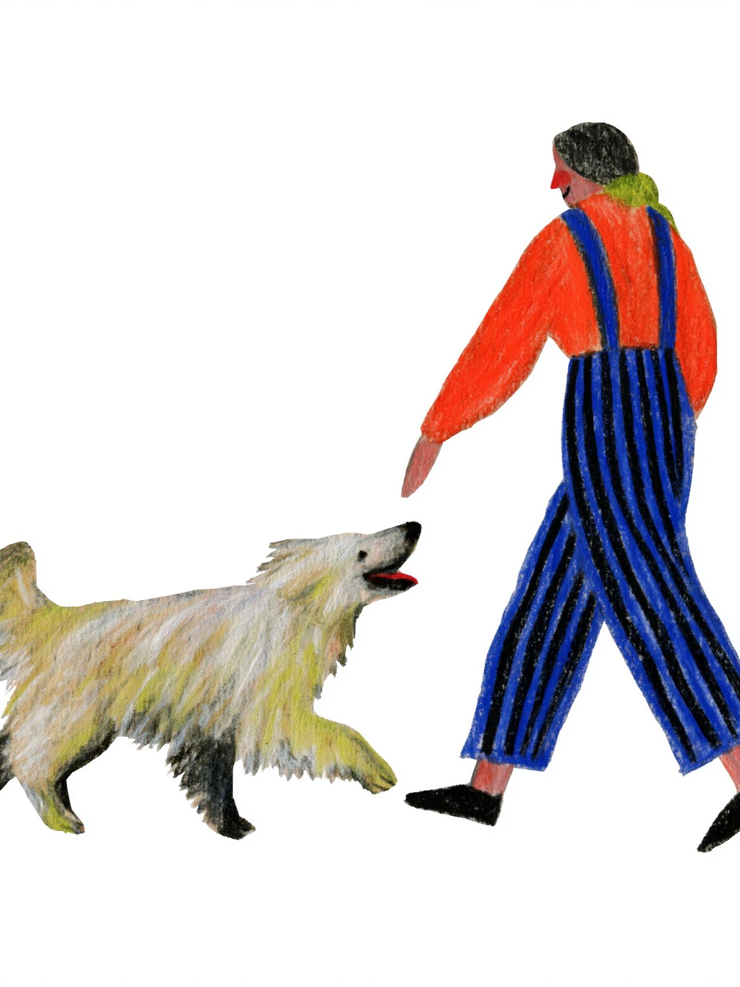 Girl Walking Dog Illustration Poster. poster detail