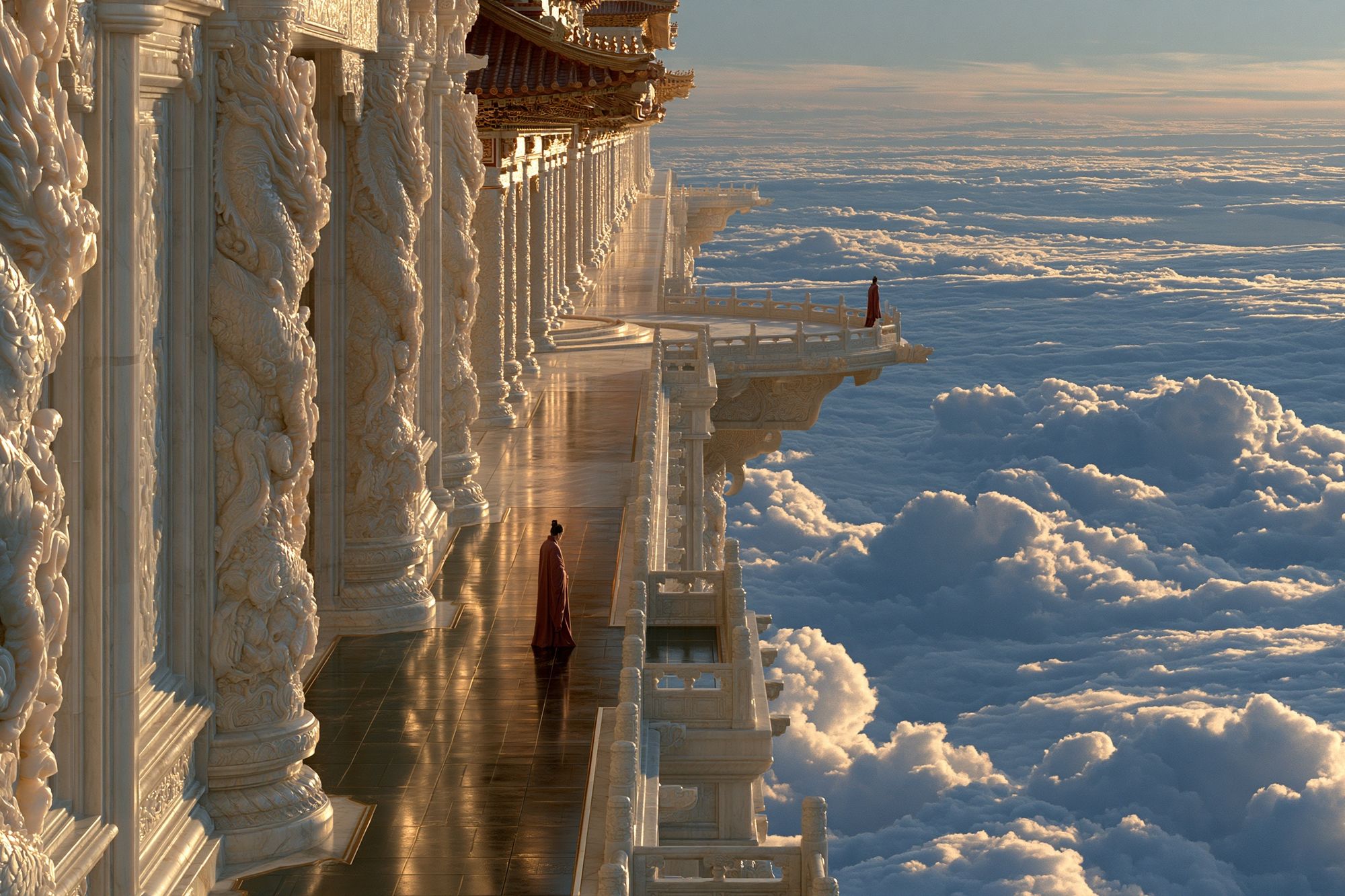 Cloud Temple Skywalk Print. poster — illustration art