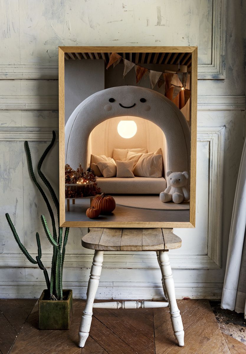 Cozy Bear Nook Illustration Poster. room preview