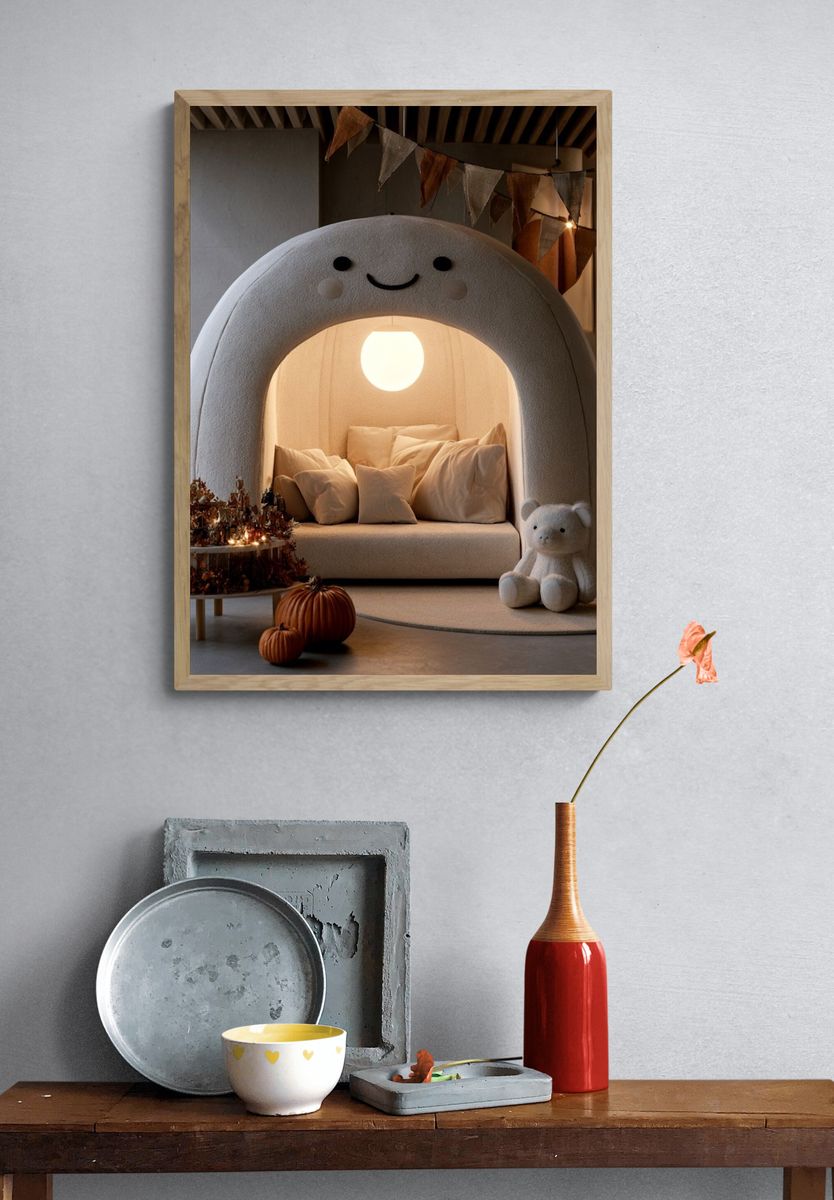 Cozy Bear Nook Illustration Poster. — room view 3