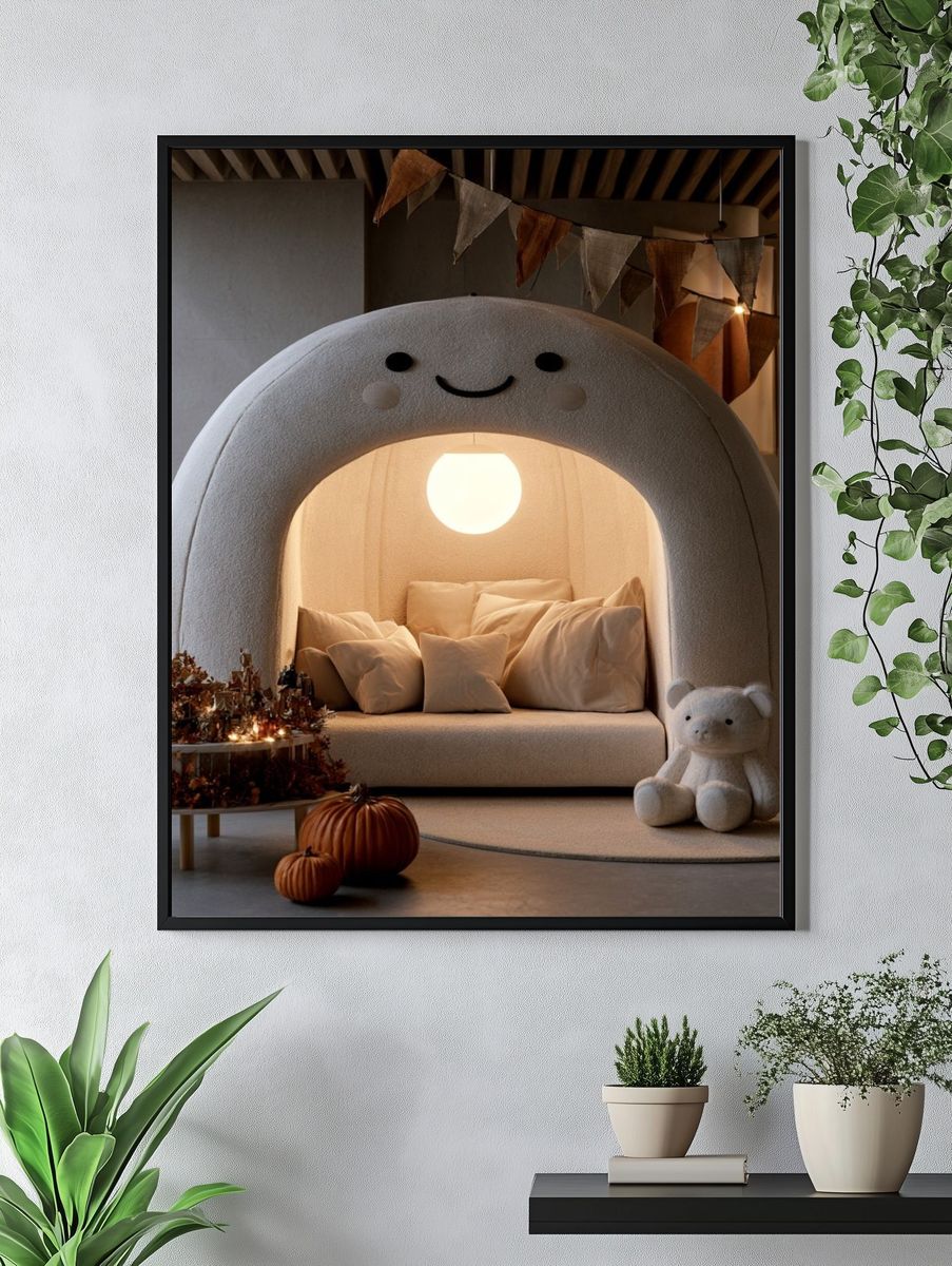 Cozy Bear Nook Illustration Poster. — room view 4
