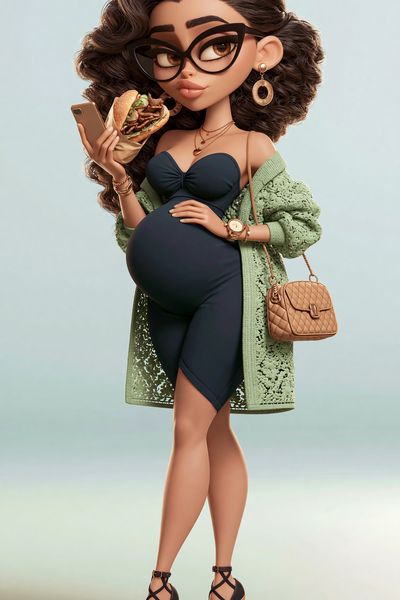 Fashionable Pregnant Woman Illustration Poster. poster