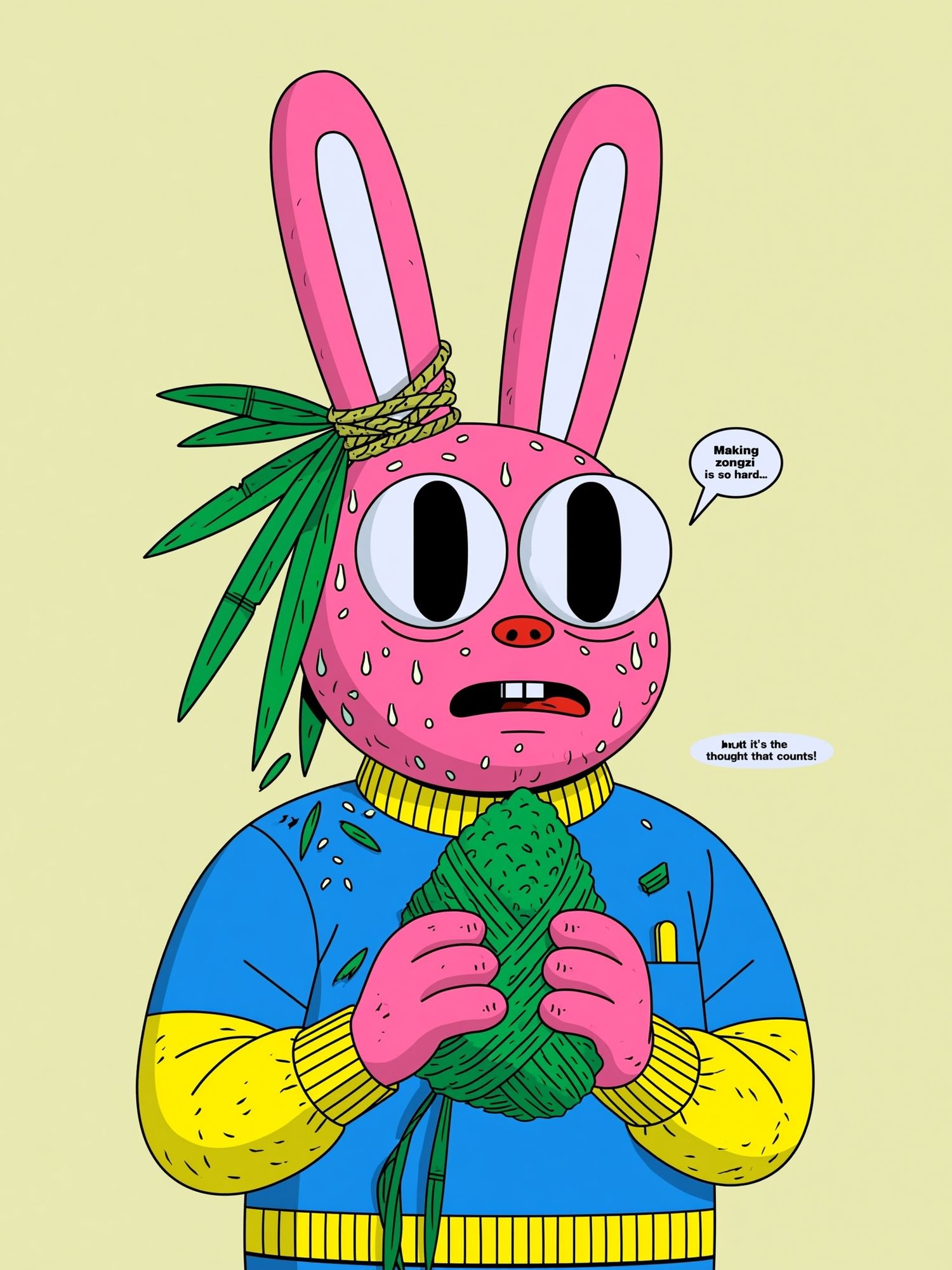 Zongzi Bunny Cartoon Poster. poster — illustration art