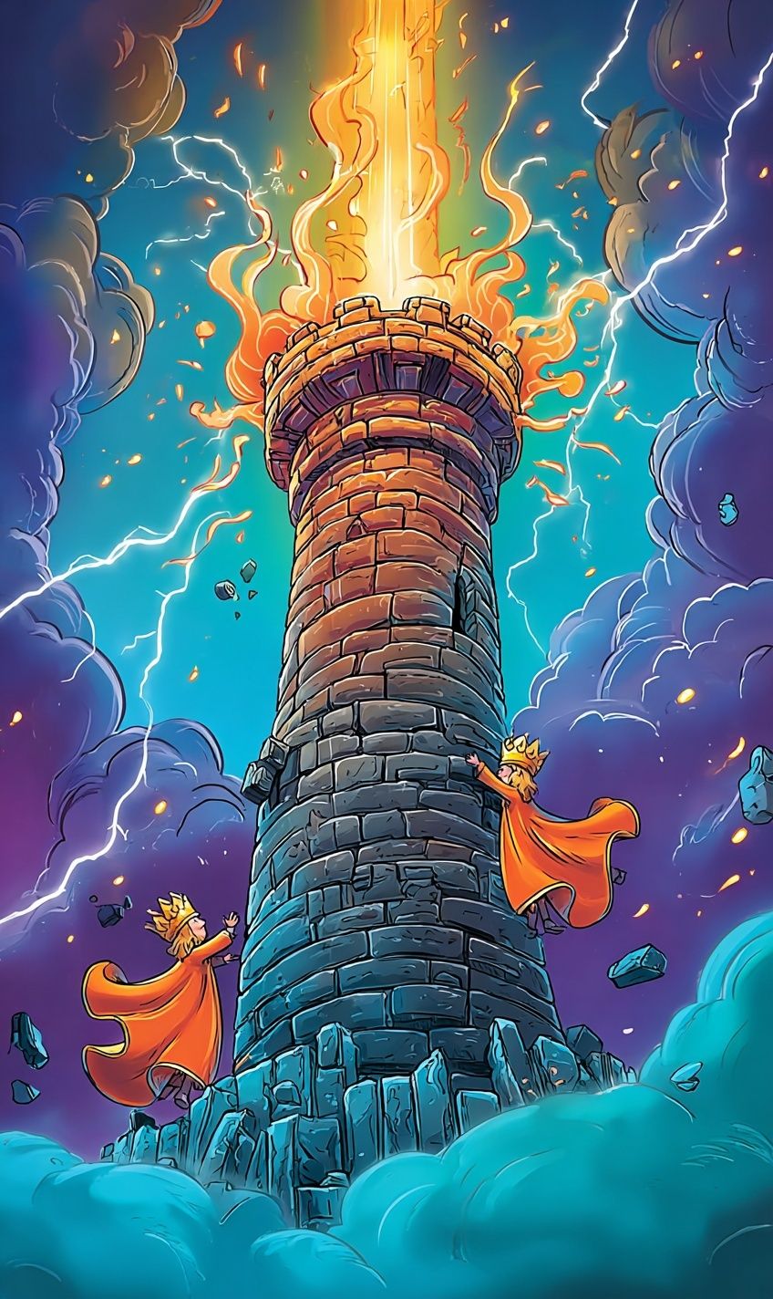 Lightning Tower Fantasy Print. poster — illustration art