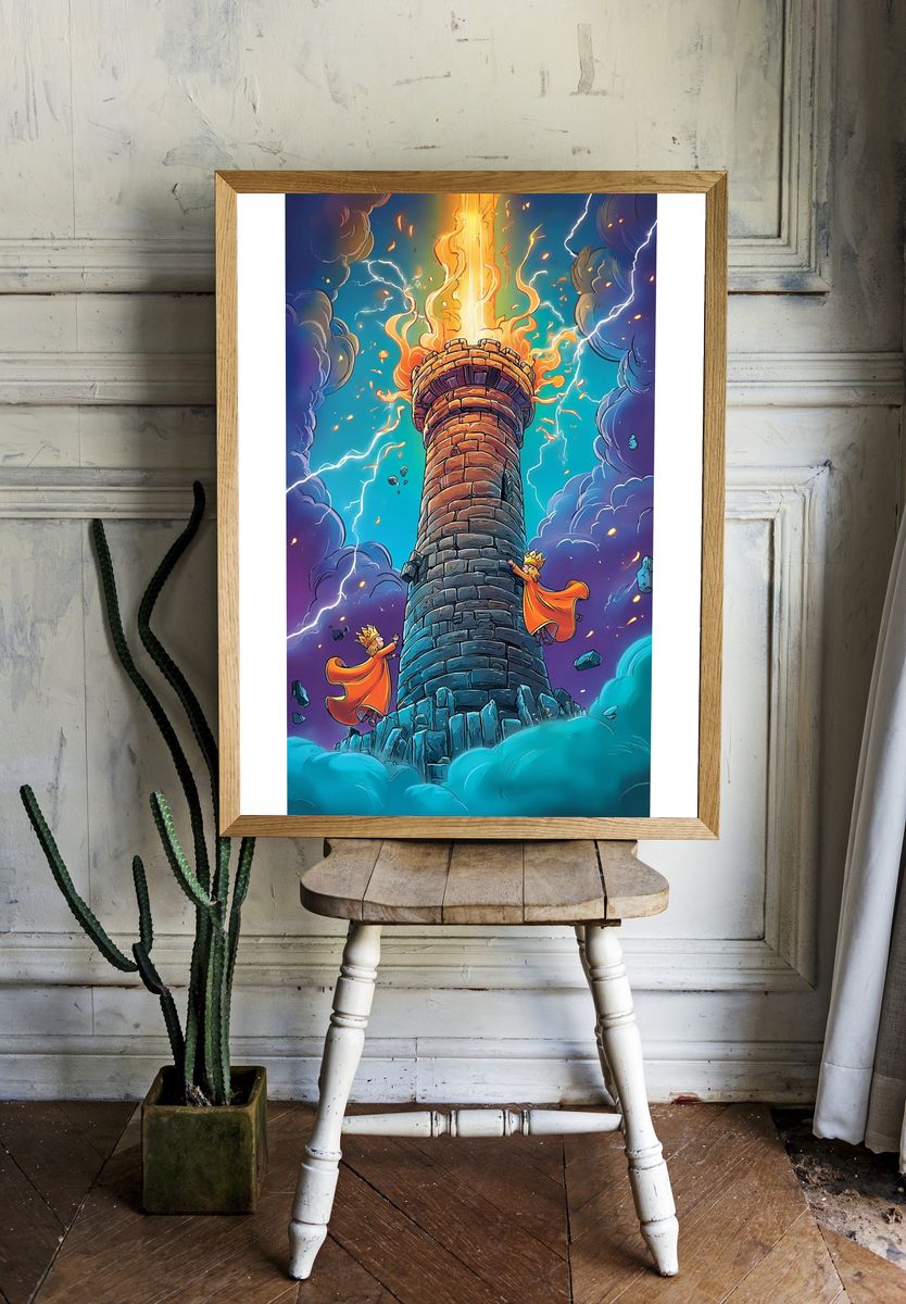 Lightning Tower Fantasy Print. room preview