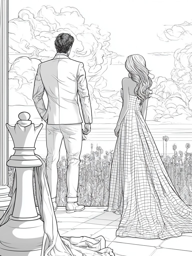 Romantic Balcony Couple Illustration Poster. poster detail