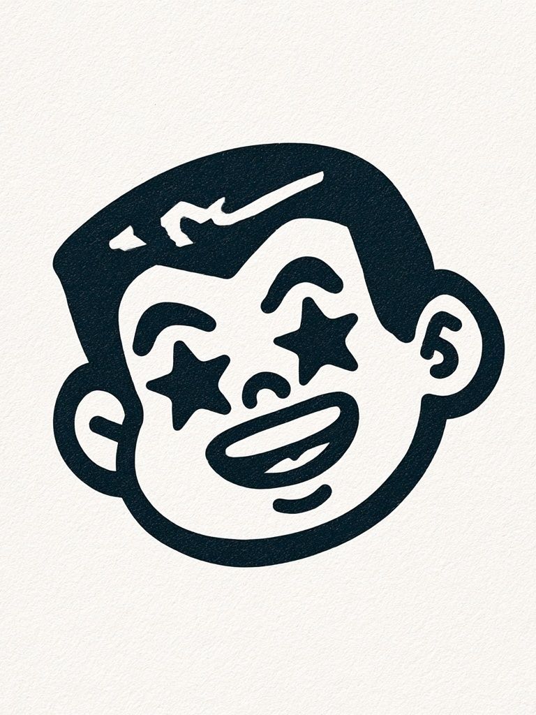 Starry Face Cartoon Print. poster — illustration art