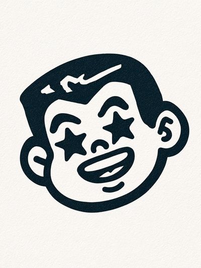 Starry Face Cartoon Print.