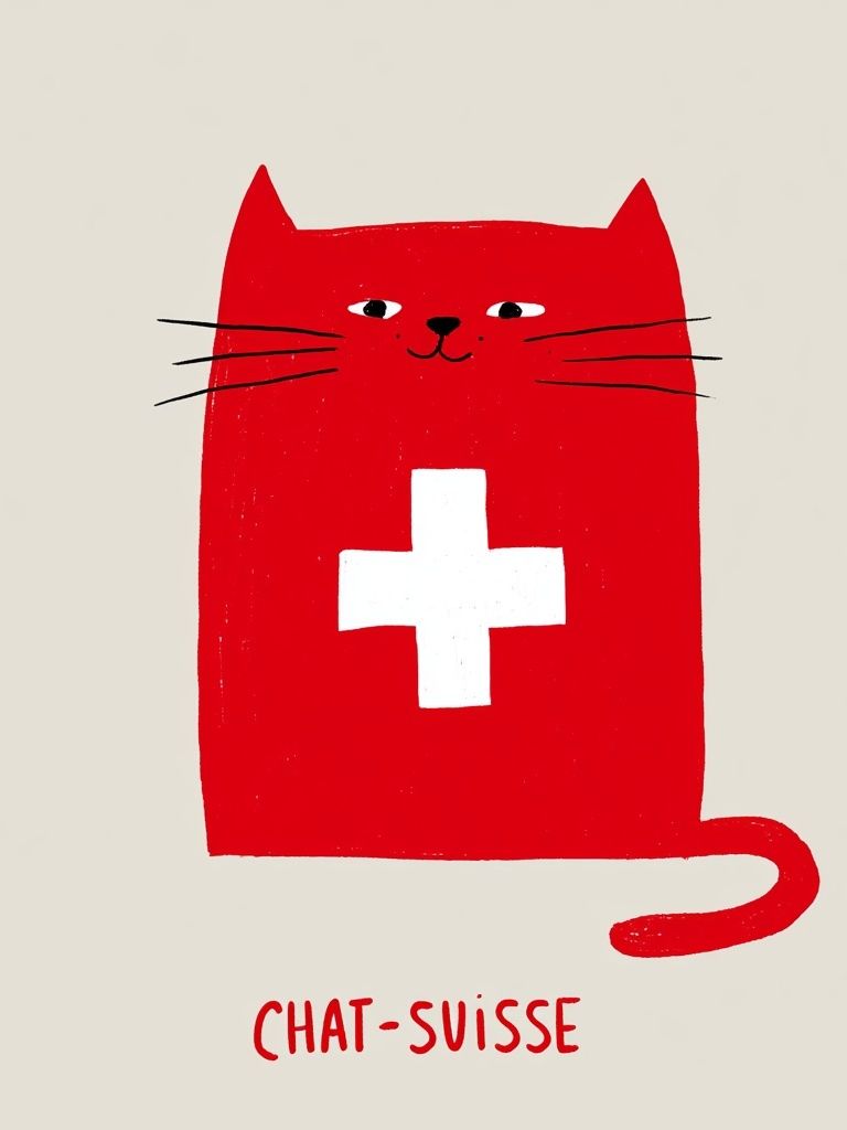 Swiss Cat Typography Poster. poster detail