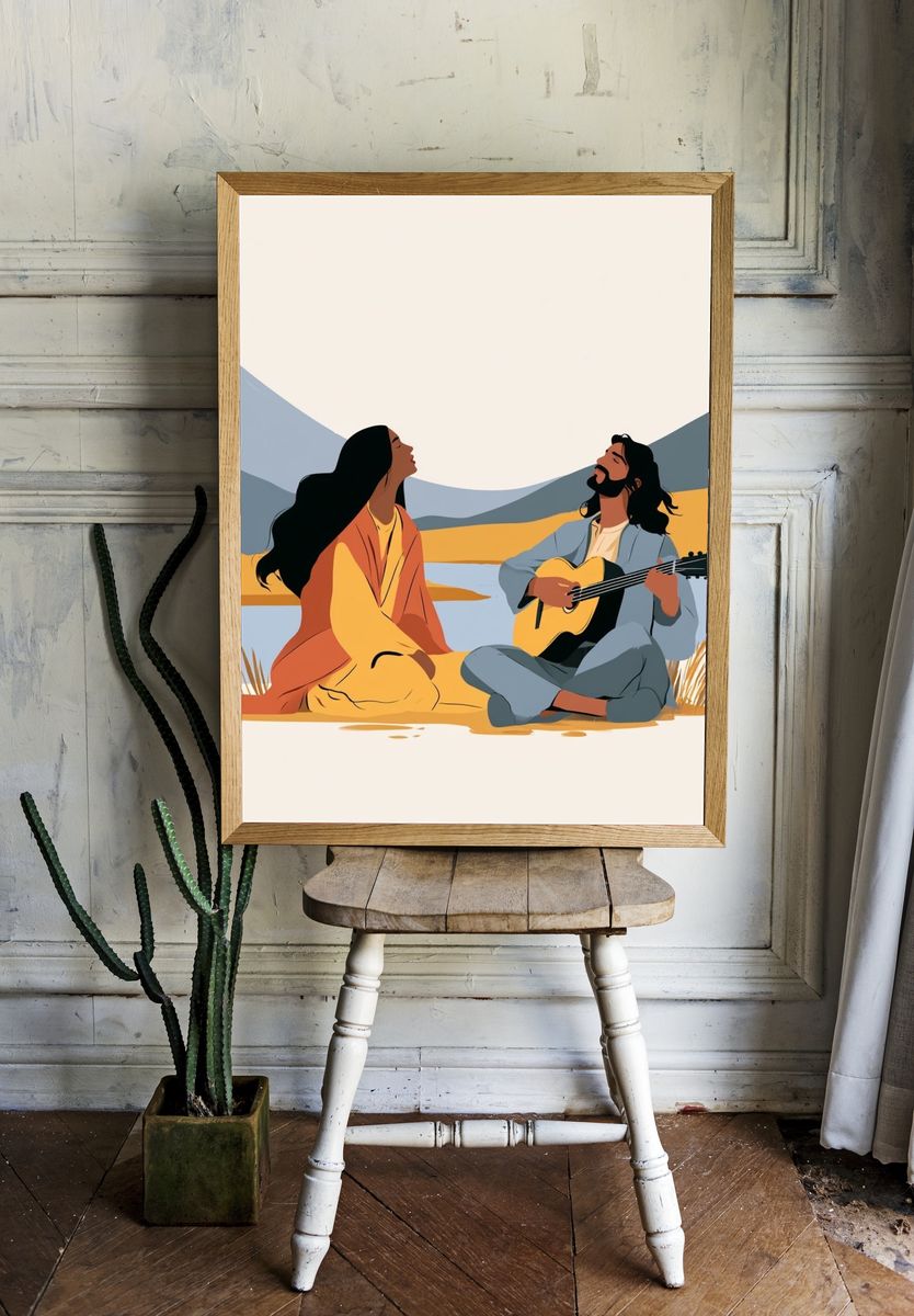 Desert Serenade Illustration Poster. — room view 1
