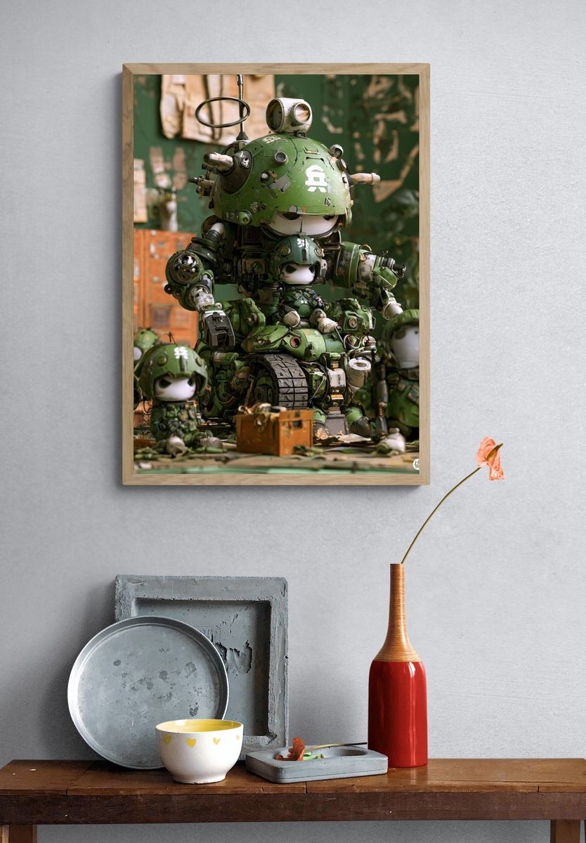 Mecha Soldier Squad Illustration Poster. — room view 3