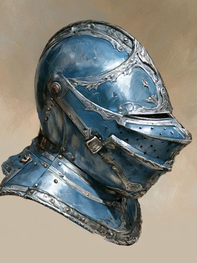 Blue Knight Helmet Illustration Poster. poster