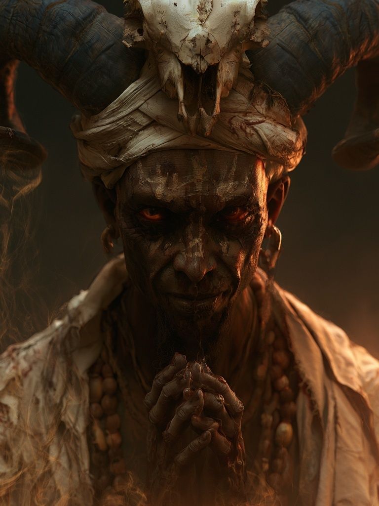 Mystic Horned Figure Illustration Poster. poster detail