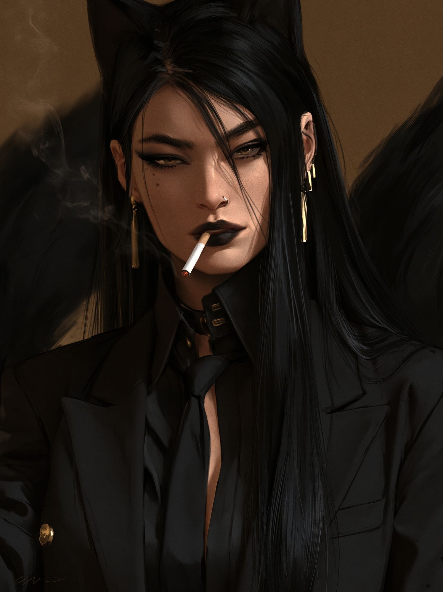 Smoky Noir Portrait Print. poster — illustration art