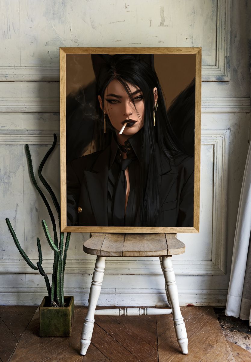 Smoky Noir Portrait Print. — room view 1