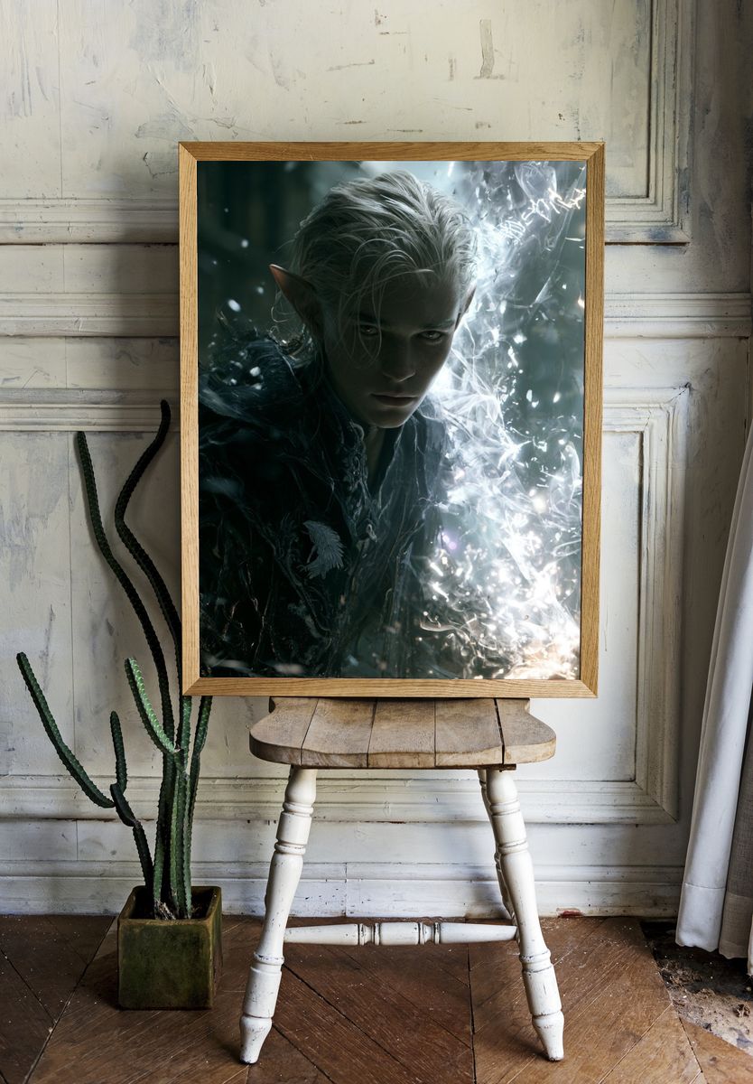 Elven Warrior Fantasy Print. — room view 1