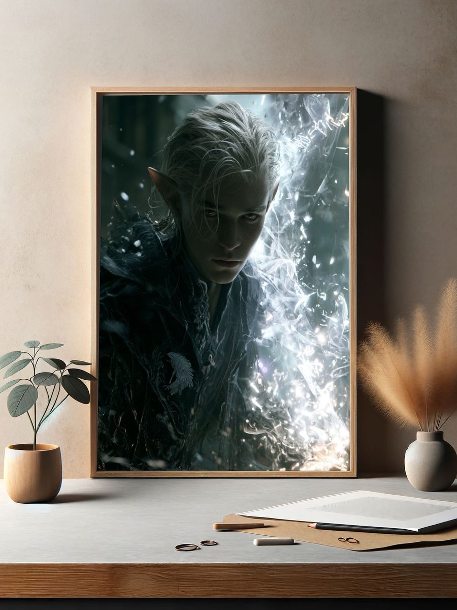 Elven Warrior Fantasy Print. — room view 2